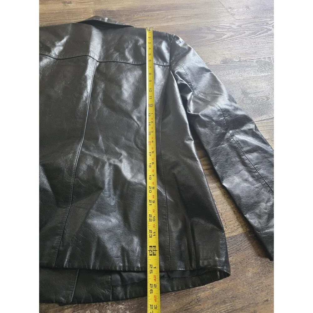 Danier Black Genuine Leather Blazer Jacket Women's Size 8-10 (M) Tailored Notch